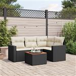 vidaXL 5-delige Loungeset met kussens poly rattan zwart