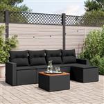 vidaXL 6-delige Loungeset met kussens poly rattan zwart