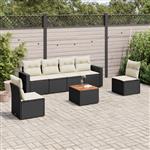 vidaXL 7-delige Loungeset met kussens poly rattan zwart