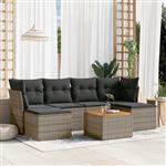 vidaXL 7-delige Loungeset met kussens poly rattan grijs