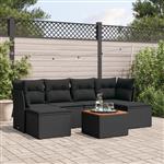 vidaXL 7-delige Loungeset met kussens poly rattan zwart