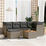 vidaXL 7-delige Loungeset met kussens poly rattan grijs