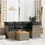 vidaXL 5-delige Loungeset met kussens poly rattan grijs