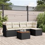 vidaXL 6-delige Loungeset met kussens poly rattan zwart