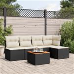 vidaXL 6-delige Loungeset met kussens poly rattan zwart