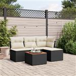 vidaXL 5-delige Loungeset met kussens poly rattan zwart