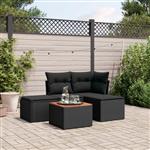 vidaXL 5-delige Loungeset met kussens poly rattan zwart