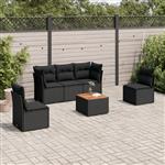 vidaXL 6-delige Loungeset met kussens poly rattan zwart