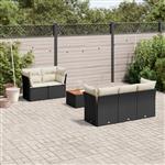 vidaXL 6-delige Loungeset met kussens poly rattan zwart