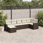 vidaXL 7-delige Loungeset met kussens poly rattan bruin