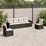 vidaXL 6-delige Loungeset met kussens poly rattan zwart