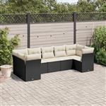 vidaXL 7-delige Loungeset met kussens poly rattan zwart