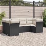 vidaXL 6-delige Loungeset met kussens poly rattan zwart