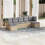 vidaXL 7-delige Loungeset met kussens poly rattan beige