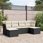 vidaXL 6-delige Loungeset met kussens poly rattan zwart