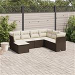 vidaXL 7-delige Loungeset met kussens poly rattan bruin