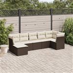 vidaXL 7-delige Loungeset met kussens poly rattan bruin