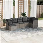 vidaXL 7-delige Loungeset met kussens poly rattan grijs