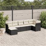 vidaXL 7-delige Loungeset met kussens poly rattan zwart