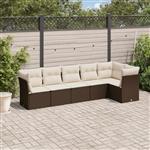 vidaXL 6-delige Loungeset met kussens poly rattan bruin