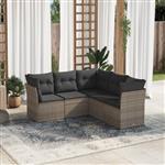 vidaXL 5-delige Loungeset met kussens poly rattan grijs