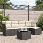 vidaXL 6-delige Loungeset met kussens poly rattan zwart