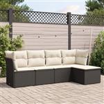 vidaXL 5-delige Loungeset met kussens poly rattan zwart