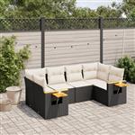 vidaXL 6-delige Loungeset met kussens poly rattan zwart