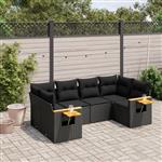 vidaXL 6-delige Loungeset met kussens poly rattan zwart