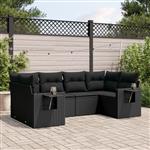 vidaXL 6-delige Loungeset met kussens poly rattan zwart