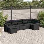 vidaXL 7-delige Loungeset met kussens poly rattan zwart