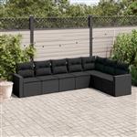 vidaXL 7-delige Loungeset met kussens poly rattan zwart