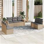 vidaXL 7-delige Loungeset met kussens poly rattan beige