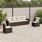 vidaXL 6-delige Loungeset met kussens poly rattan bruin