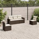 vidaXL 5-delige Loungeset met kussens poly rattan bruin