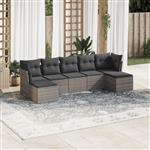 vidaXL 7-delige Loungeset met kussens poly rattan grijs