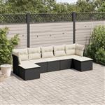 vidaXL 7-delige Loungeset met kussens poly rattan zwart