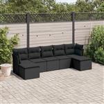 vidaXL 7-delige Loungeset met kussens poly rattan zwart