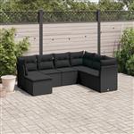 vidaXL 7-delige Loungeset met kussens poly rattan zwart