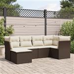 vidaXL 6-delige Loungeset met kussens poly rattan bruin