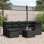 vidaXL 7-delige Loungeset met kussens poly rattan zwart