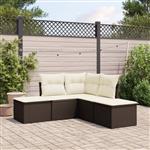 vidaXL 5-delige Loungeset met kussens poly rattan bruin