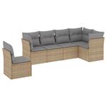 vidaXL 6-delige Loungeset met kussens poly rattan beige