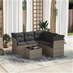 vidaXL 6-delige Loungeset met kussens poly rattan grijs