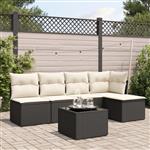 vidaXL 6-delige Loungeset met kussens poly rattan zwart