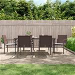 vidaXL Tuinstoelen 6 st met kussens 56x59x84 cm poly rattan bruin