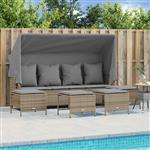 vidaXL 5-delige Loungeset met kussens poly rattan beige