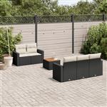 vidaXL 6-delige Loungeset met kussens poly rattan zwart