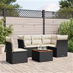 vidaXL 6-delige Loungeset met kussens poly rattan zwart