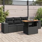 vidaXL 5-delige Loungeset met kussens poly rattan zwart